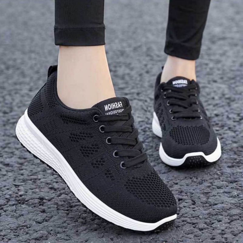 New Korean Style Laces Sneakers For Women Lightweight Breathable Leisure  Running Rubber Shoes Women comfort Shoes On Sale
