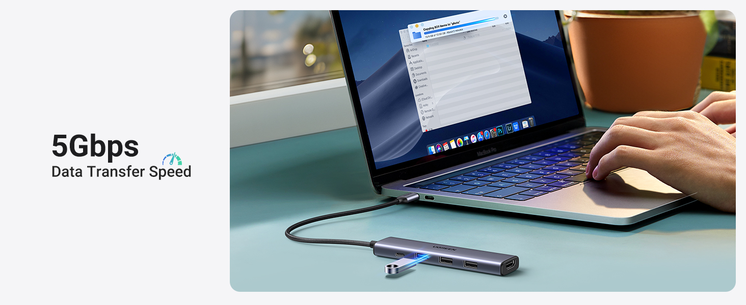 UGREEN Revodok USB C Hub, 5-in-1 USB C Multiport Adapter with 100W