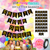 Diy Customized Letter Banner Gold Stamping Alphabets and Numbers Black sold by 854Partymania Birthday Party Needs Decoration