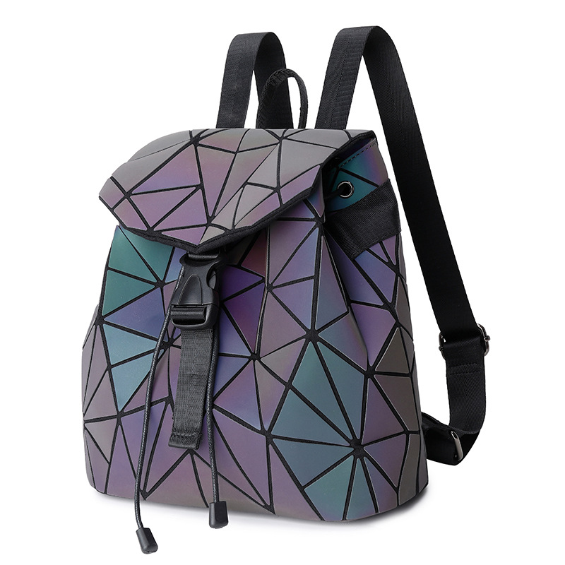 New colorful backpack ladies geometric diamond backpack student fashion school bag magic color luminous color spot
