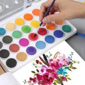 Portable 16-color Watercolor Set with Brush, Washable Pigment