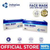 Indoplas Disposable Face Mask 3-Ply with Earloop 2 boxes