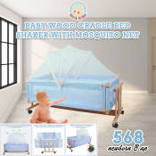 Coolbaby Baby Cradle Swing Bed Wooden Crib with Mosquito Net