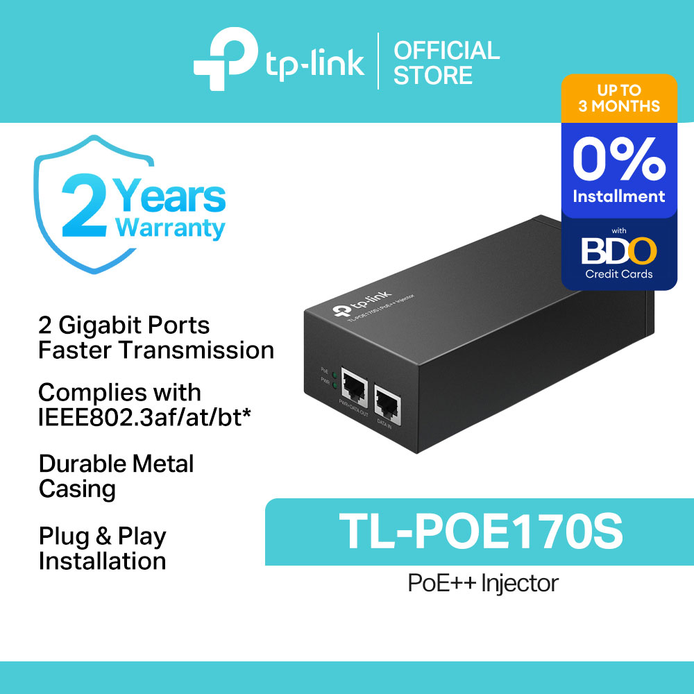 TP-Link Official Store / TL-POE170S / 10/100/1000Mbps 60W Power Supply PoE++ Ethernet Injector
