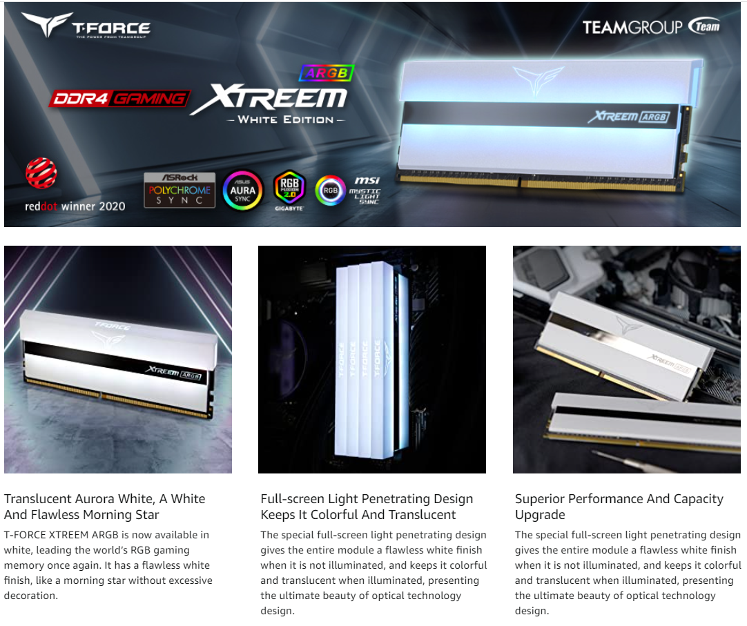 Team Group T-Force XTREEM ARGB White 32GB (16GBx2) 3600Mhz