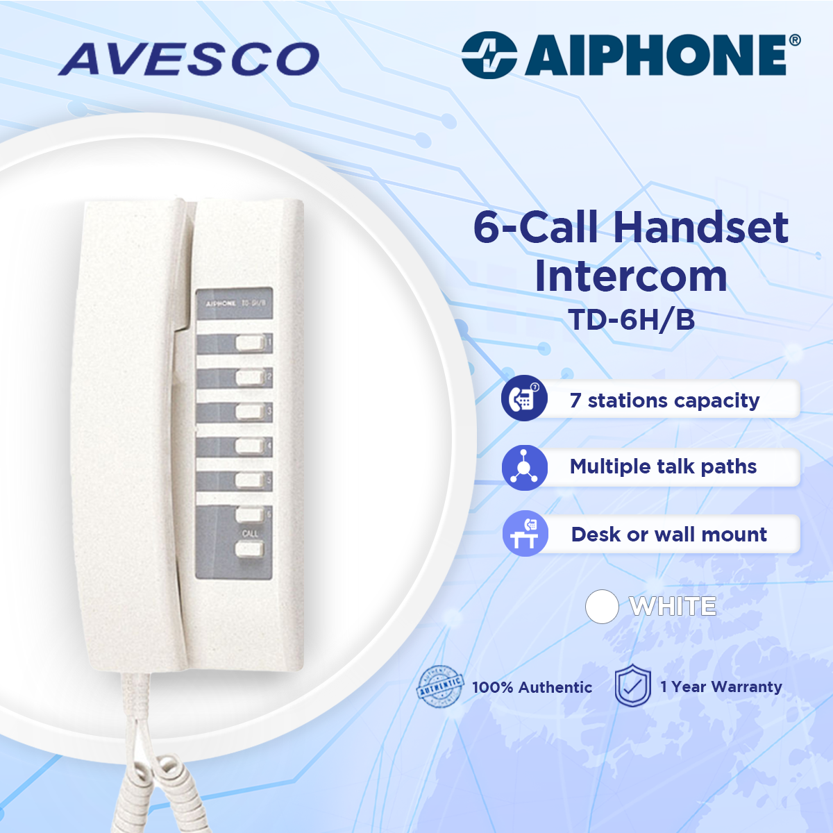 12-Call Handset Intercom TD-12H/B Aiphone Avesco Lazada PH