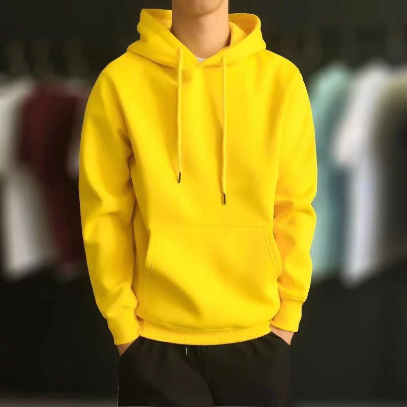 High Quality Fashion Unisex Plain Yellow Hoodie Jacket w/o zipper