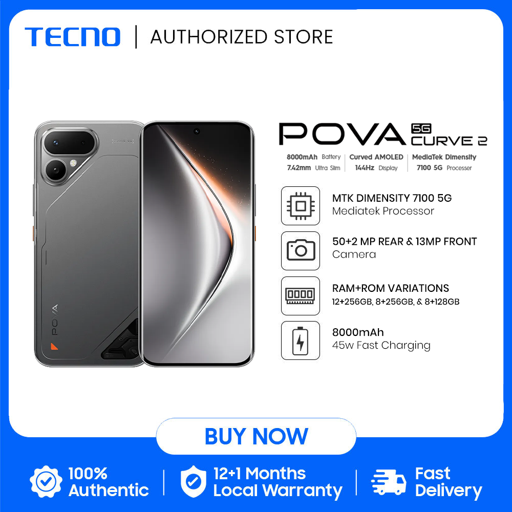 TECNO POVA Curve 2 5G (8GB+256GB) Smartphone / MTK Dimensity 7100 5G / 50MP Main Camera / 6.78” 144Hz Curved AMOLED Display / 8000mAh Battery / 45W Fast Charge - Image 2