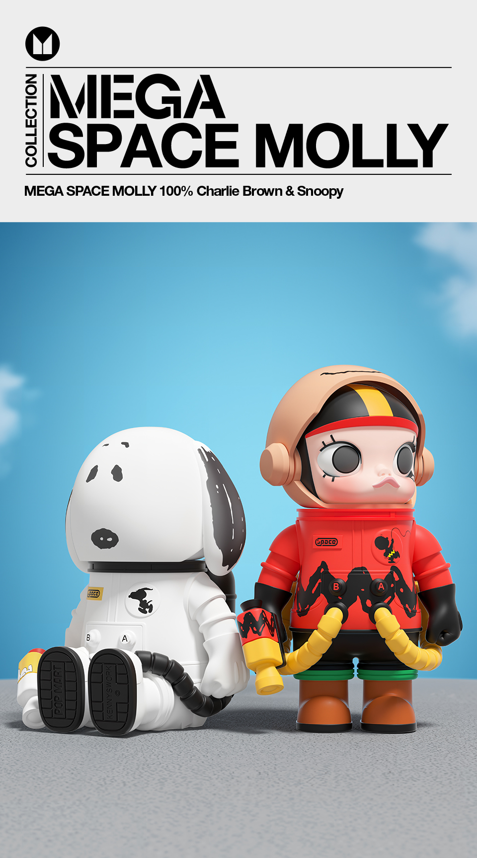 POP MART MEGA SPACE MOLLY 100% Charlie Brown & Snoopy Unisex Pvc