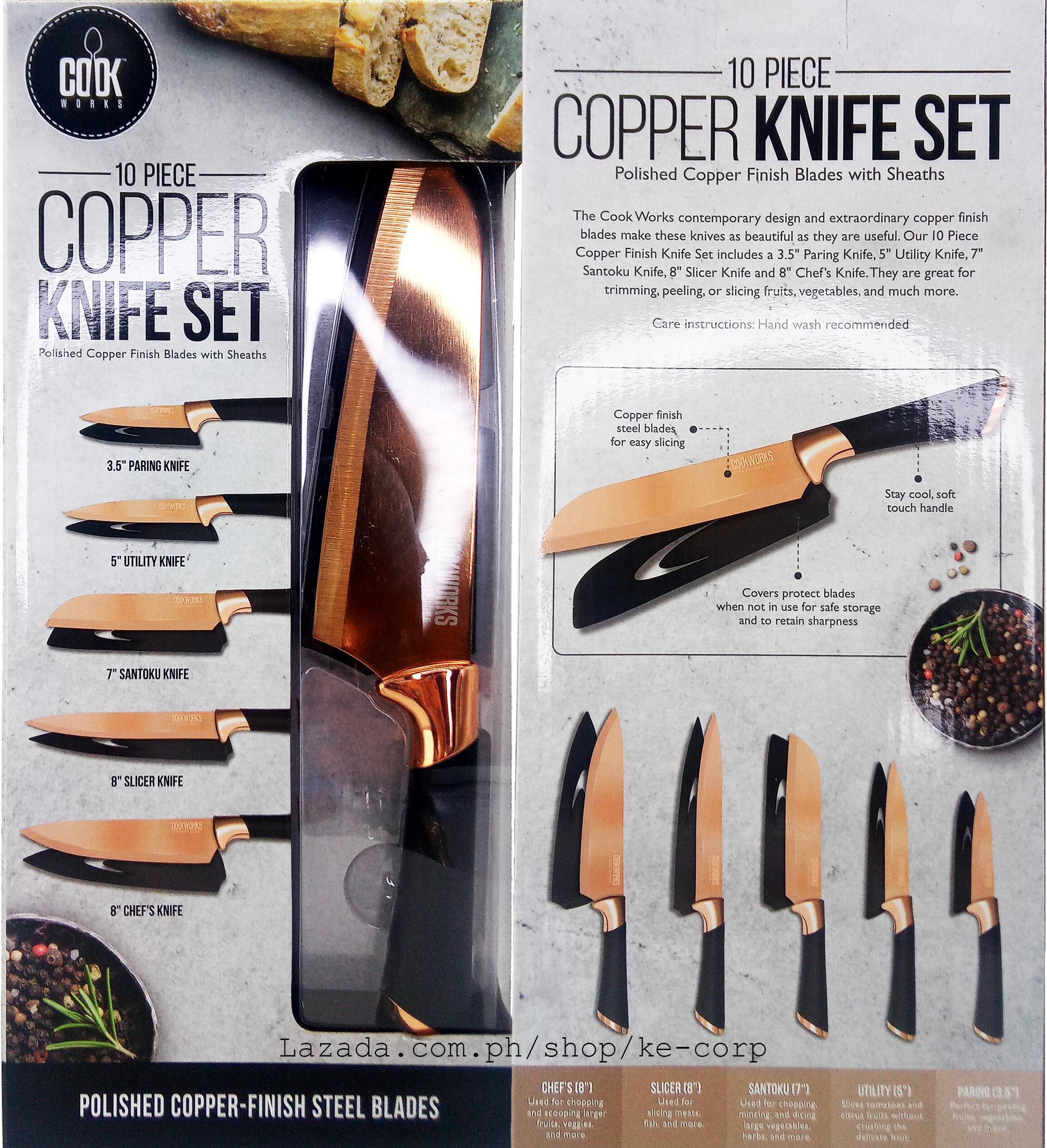 Copper & Marble 10-Piece Cutlery Set