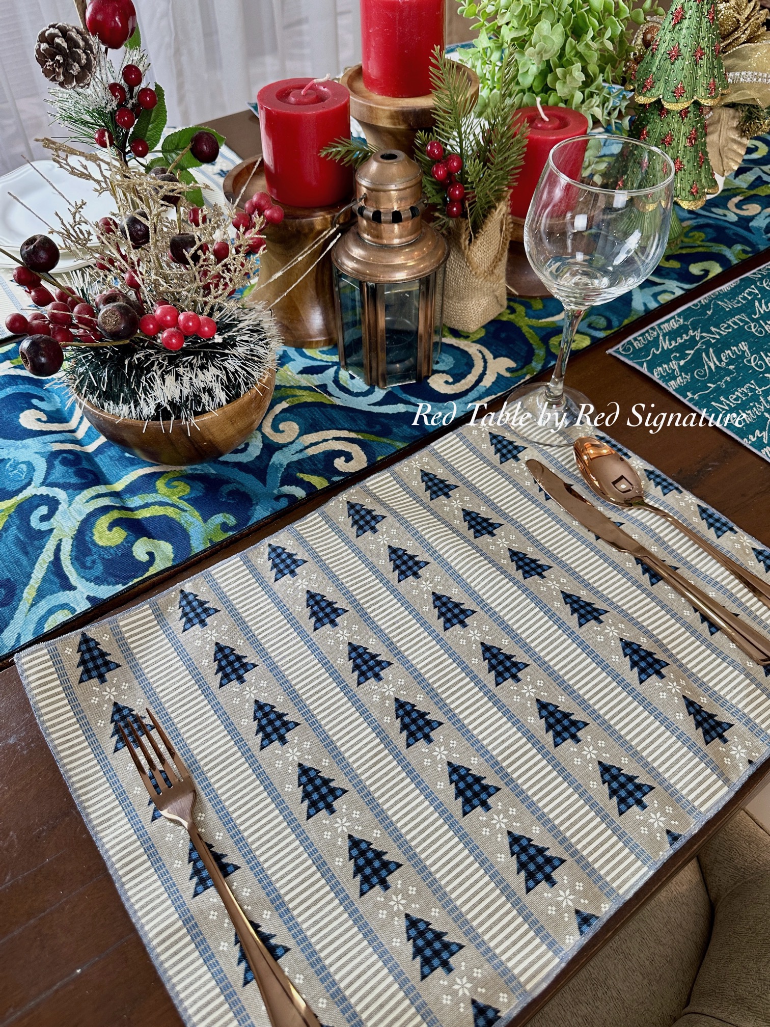 Product photo of Red Table Christmas Placemat & Table Runner Set from its Lazada listing