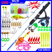 "Complete Fishing Rod Set with Reel and Accessories, 2 Sections"