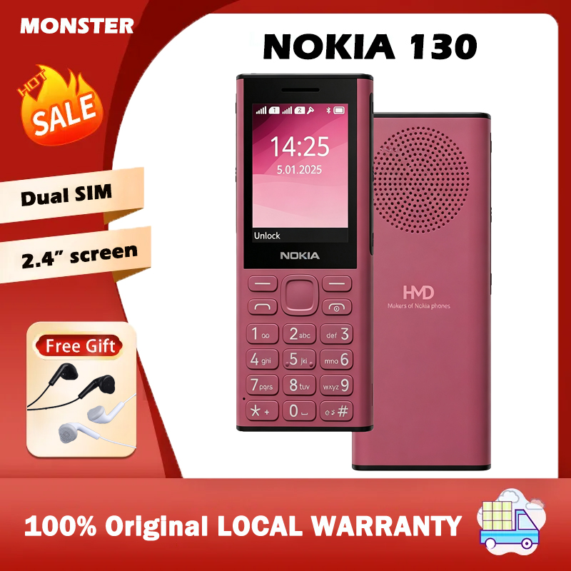 Nokia 130 2G/4G 2026 Keypad Phone 2.4'' IPS Screen Bluetooth 5.0 Type-C Charging 1 Year Warranty