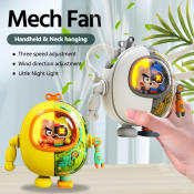 Cute Mech Hanging Neck Fan - USB Rechargeable Mini Cooler