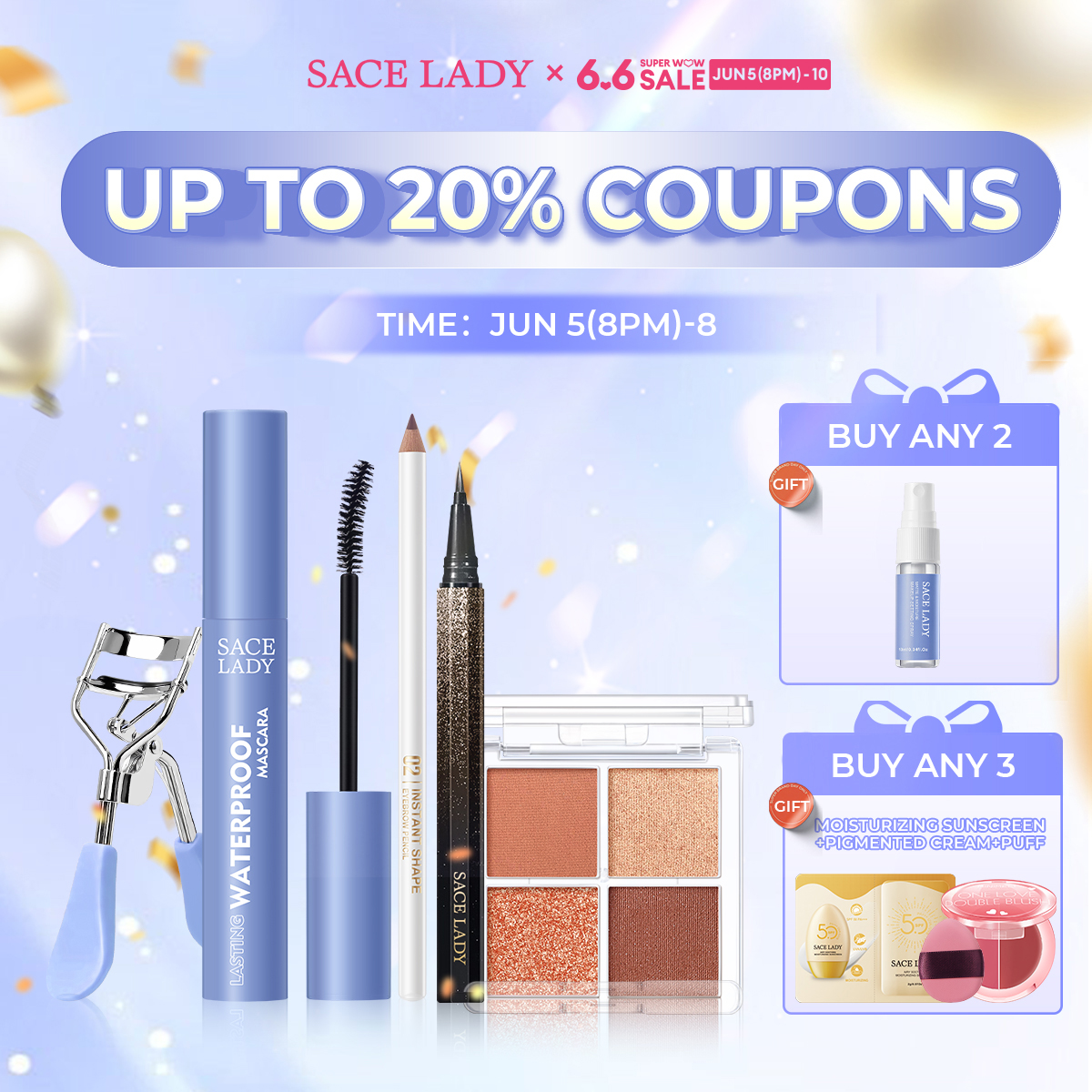 Discount on SACE LADY  shoes - SKU: SACE LADY Natural Eye Makeup Set 5Pcs Waterproof Smudge-proof Sweatproof Mascara+Eyeliner+Eyeshadow+