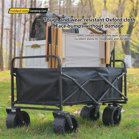 Collapsible Camping Wagon Cart with 360° Wheels, 300LBS Capacity