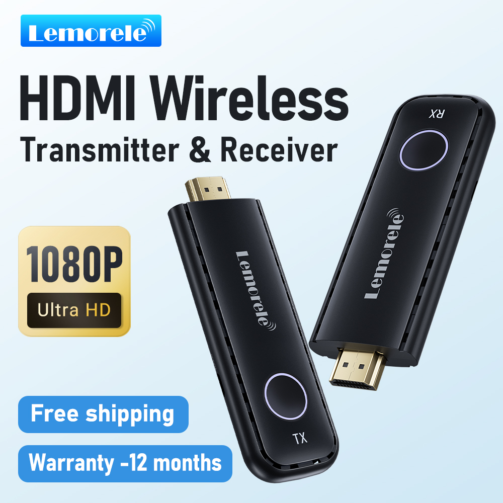 Lemorele G57 HDMI Wireless Transmitter Receiver Transmission Extender (165ft/50m) Adapter for Laptop to Monitor/Projector/HDTV Video Streaming, Plug and Play