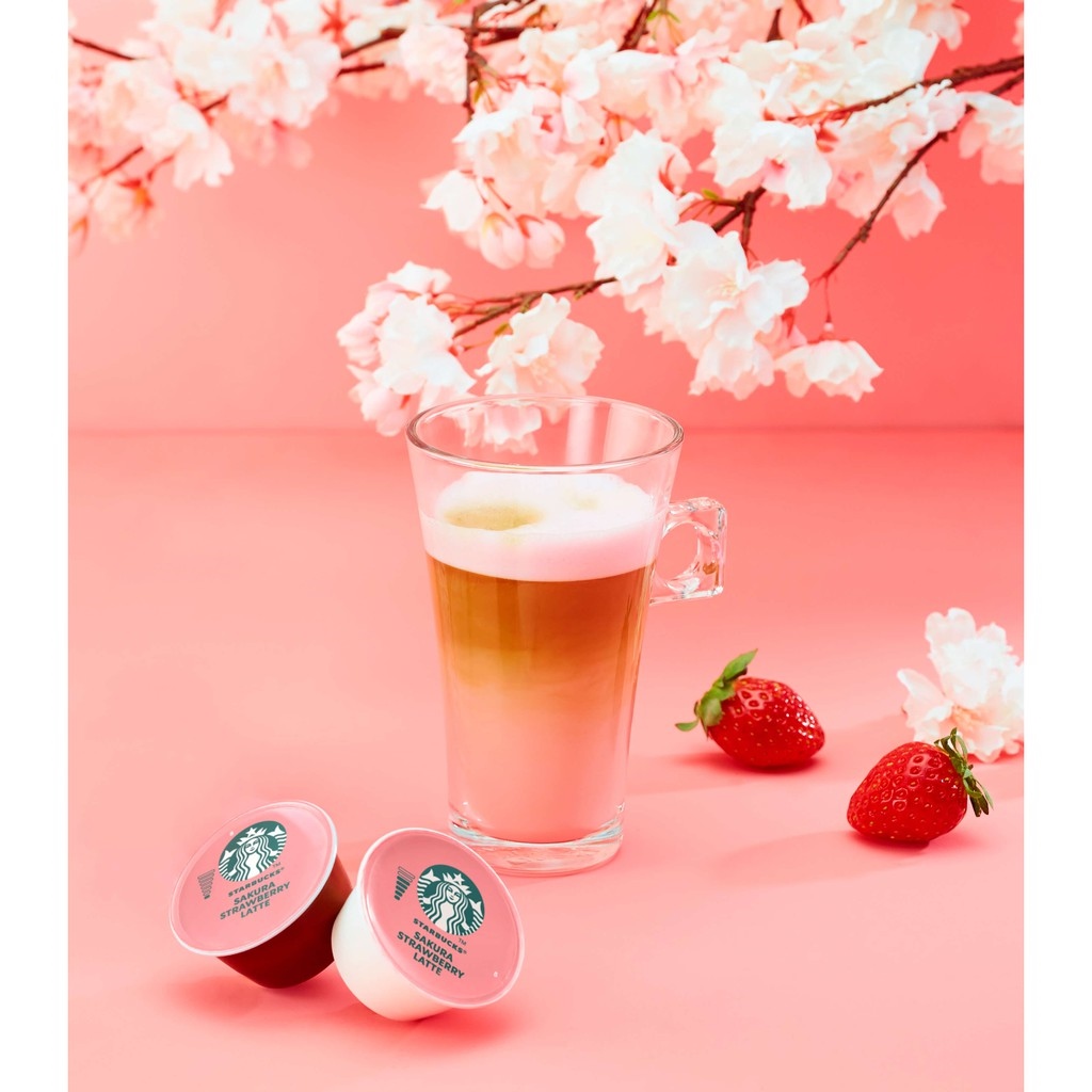 STARBUCKS Cherry Blossom Strawberry Latte by NESCAFE Dolce Gusto Coffee  Capsules