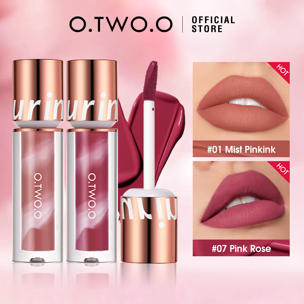 Discount on O.TWO.O  shoes - SKU: O.TWO.O 2pcs Lip Tint Matte Lipstick Long Lasting Waterproof 8 Colors Velvet Nude Lip Gloss Non-stic