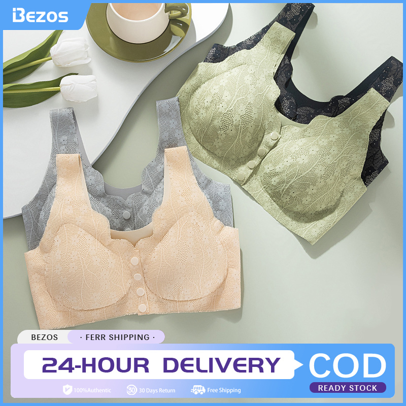 ront Button Bra For Middle-Aged Elderly Mother Plus Size Seamless Push Up Bra Ultra Thin Breathable Non-wire Underwear