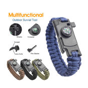 Outdoor Survival Bracelet with Fire Starter and Compass, Paracord