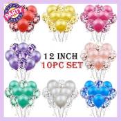 10PCS Metallic Confetti Balloons - Happy Birthday Party Decor