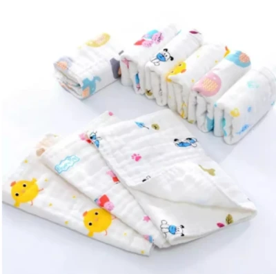 TKB 3pcs Pure Soft 6-layer Muslin Gauze Baby Burp Lampin Toddler Kids Hand Back Cotton Towel Random Designs (1)