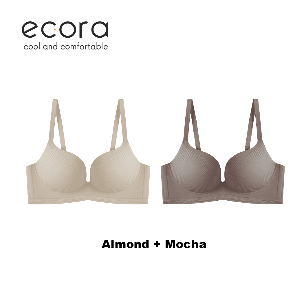 [2pcs Bundle] ecora / Lift Up Seamless Bra, Natural Push-up Padding, Butterly Soft Fabric, Wire-Free Womenswear Basic Bra for Women Comfort Lingerie Lady - Image 2