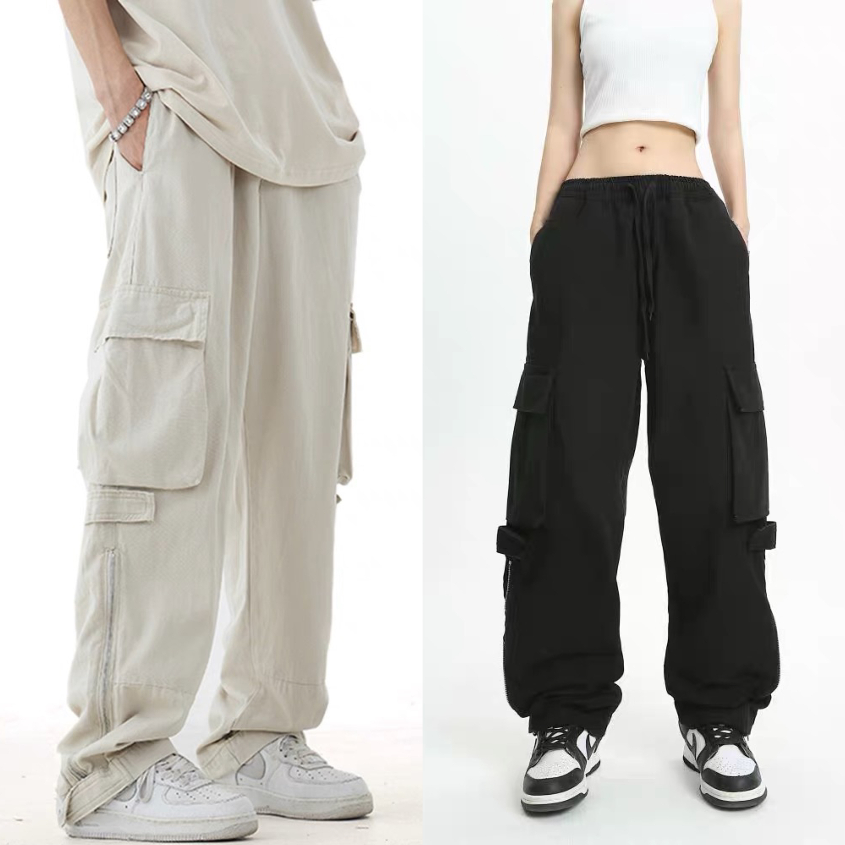 Women's Fashion Korean Style 6 Pockets Cargo Mom Jeans Baggy Pants* 2740