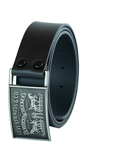 levi's men's leather belt with plaque buckle