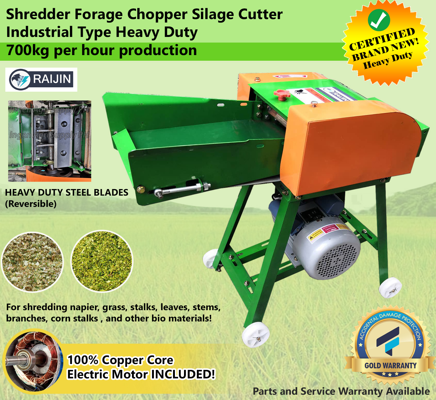 Shredder Forage Chopper Chaff Cutter Silage Cutter for Farm and