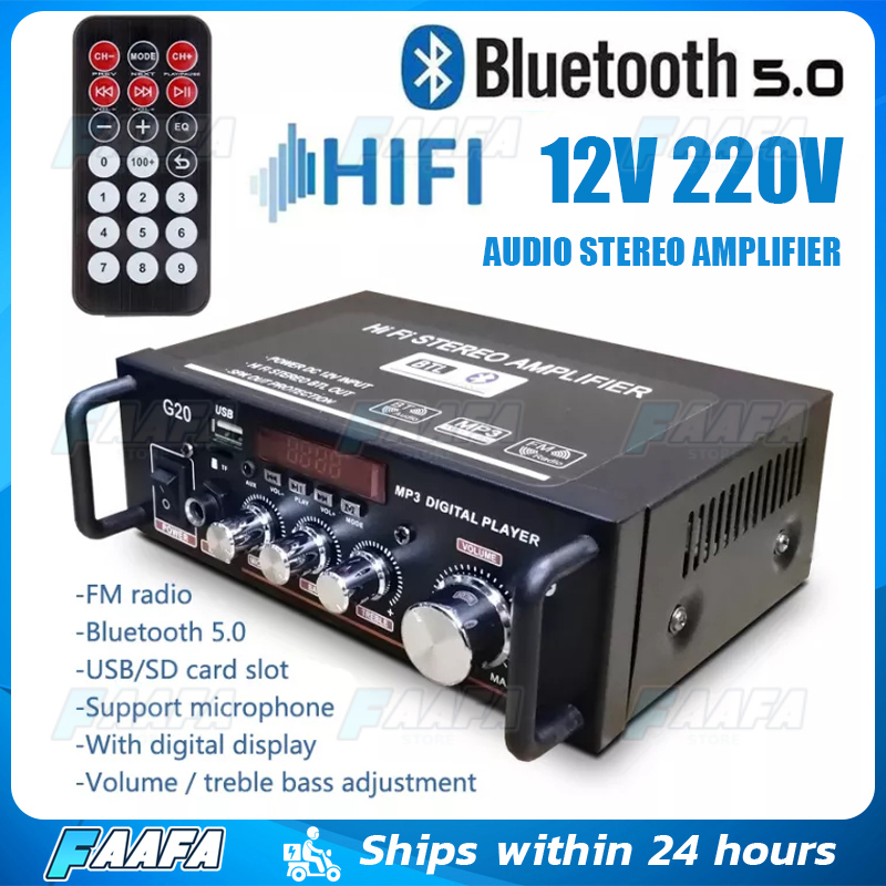 800W 12/220v hifi 2ch amplificateur de puissance audio home cinéma audio  mini amplificateur bluetooth fm usb sd card pour voiture à domicile