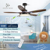 GREEN WIND Ceiling Fan with Light & Remote Control