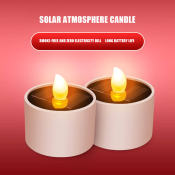 Solar Flickering LED Tea Lights - Waterproof Outdoor Garden Candles