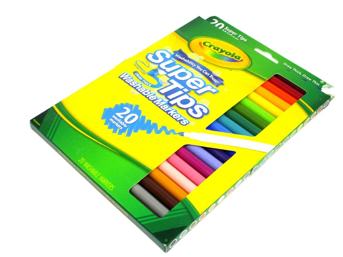 Crayola Washable Markers, Nontoxic, Super Tips - 20 markers