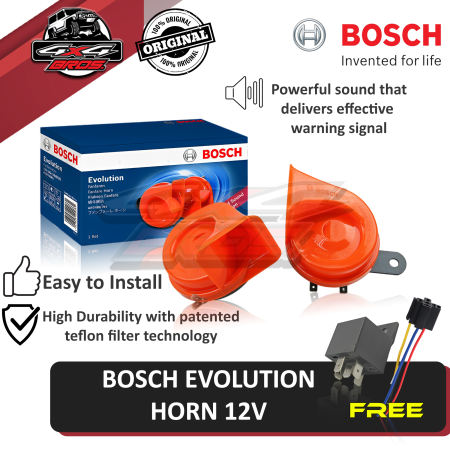 BOSCH 12V Evolution Fanfare Horn Set with Relay & Socket