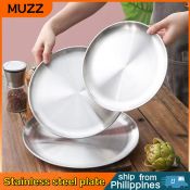 Stainless Steel BBQ Dish - Shallow Flat Plate for Food