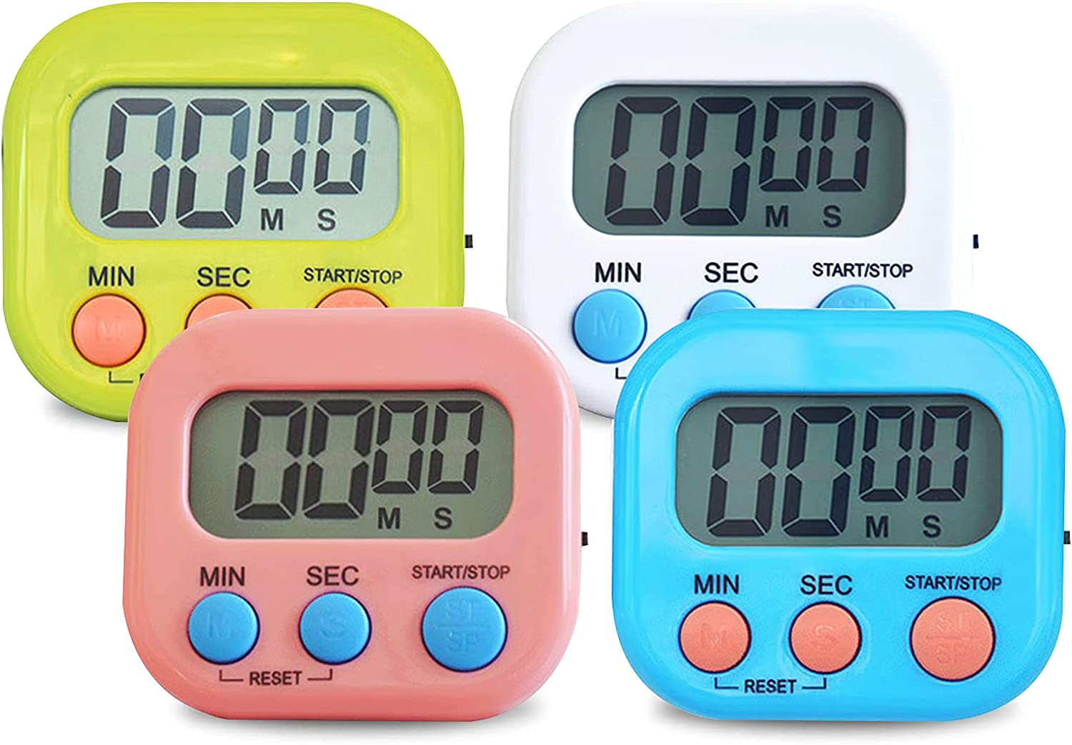 4pcs Colorful Kitchen Timer Magnetic, Digital Timer With Loud