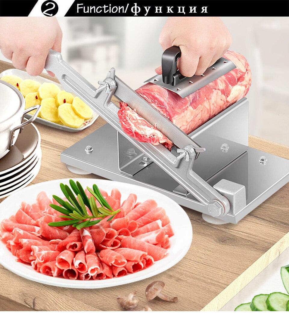 Waatfeet Manual Frozen Meat Slicer,Upgraded stainless steel cutter for beef  and mutton rolls,Includes 2 removable blades,a pair of gloves,and meat