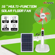 Nss 16" Solar Electric Fan with Rechargeable Powerbank and USB Charger