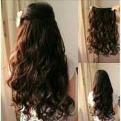 Korean Fashion Hair Extention Wavy/Curly Darkbrown 5 Clips