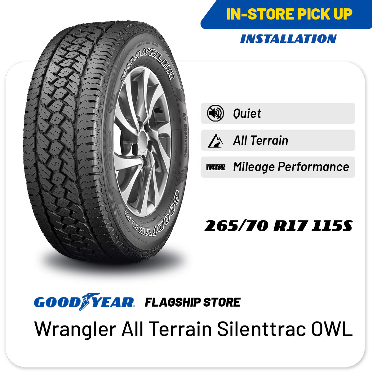 [INSTALLATION/ PICKUP] Goodyear 265/70R17 Wrangler All Terrain Silenttrac OWL Tire (Worry Free Assurance) - FJ Cruiser / RAM 1500 [E-Ticket] Presyo 12,620 Piso*Libreng Shipping