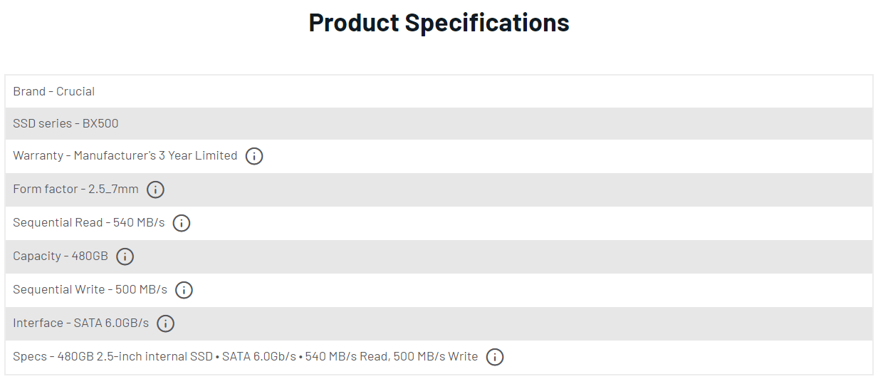 Crucial BX500 240GB 3D NAND SATA 2.5-Inch Internal SSD, up to 540 MB/s - CT240BX500SSD1 3 years Manufacturer's Warranty