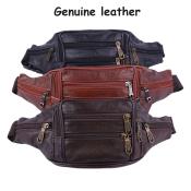 Genuine Leather Waist Bag - Travel Hiking Crossbody Pouch