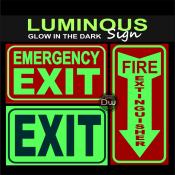 Emergency Exit Fire Extinguisher Sign Glow in the Dark Cut Out Luminous Sticker in Sintra