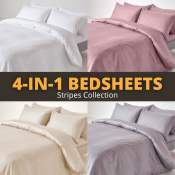 CozySheets - Striped Cotton Bedding Set, Hotel Quality, Multiple Sizes