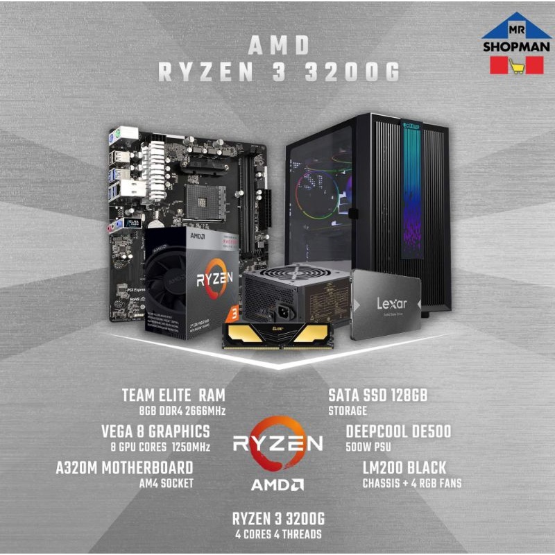 amd ryzen 3 3200g desktop pc