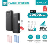 Romoss PHC20 20000mAh Power Bank with Built-in Charging Cables