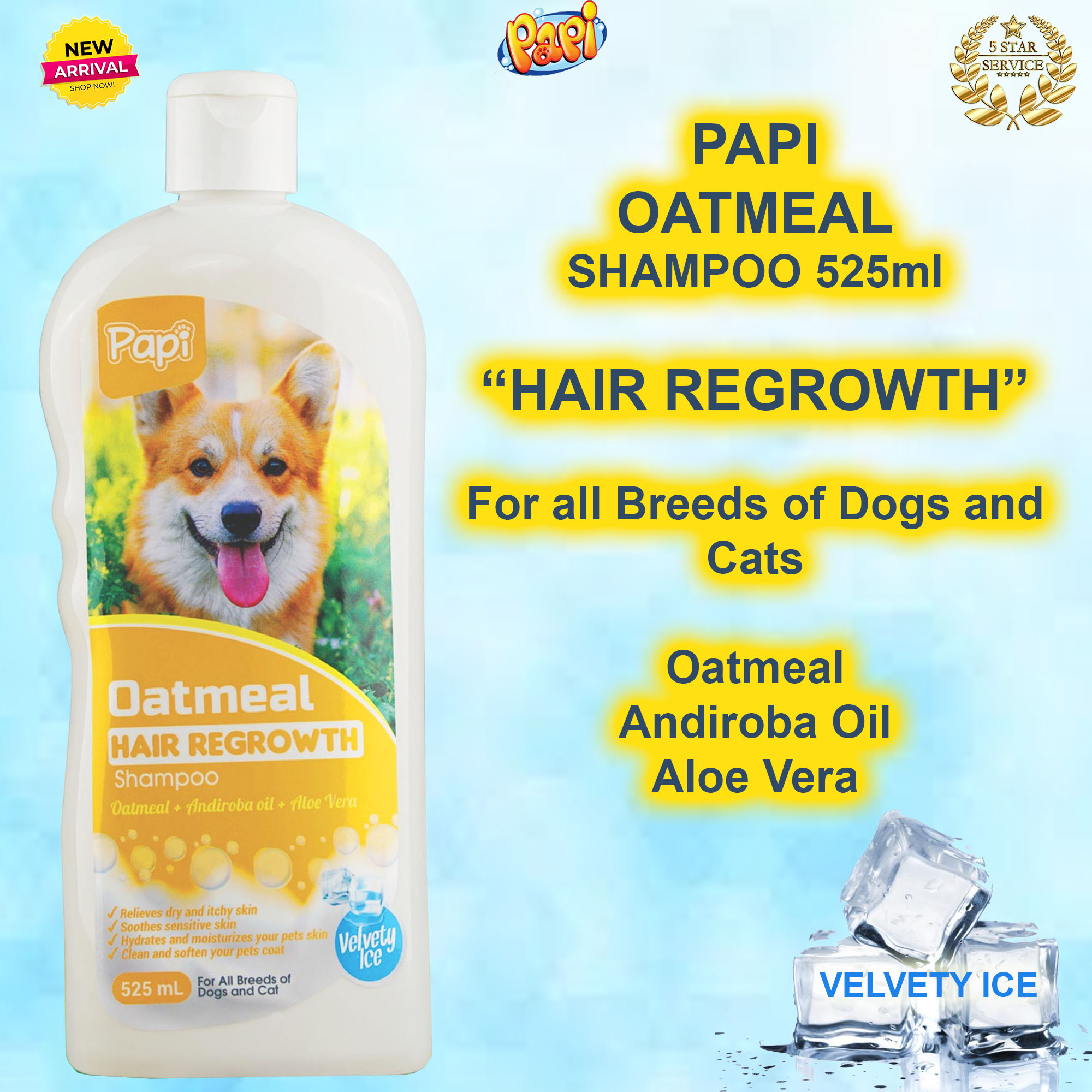 PAPI 525ml OATMEAL Shampoo HAIR REGROWTH ORANGE BOTTLE Cat Shampoo Dog Shampoo Dog Grooming Dog Accessories agr Lazada PH