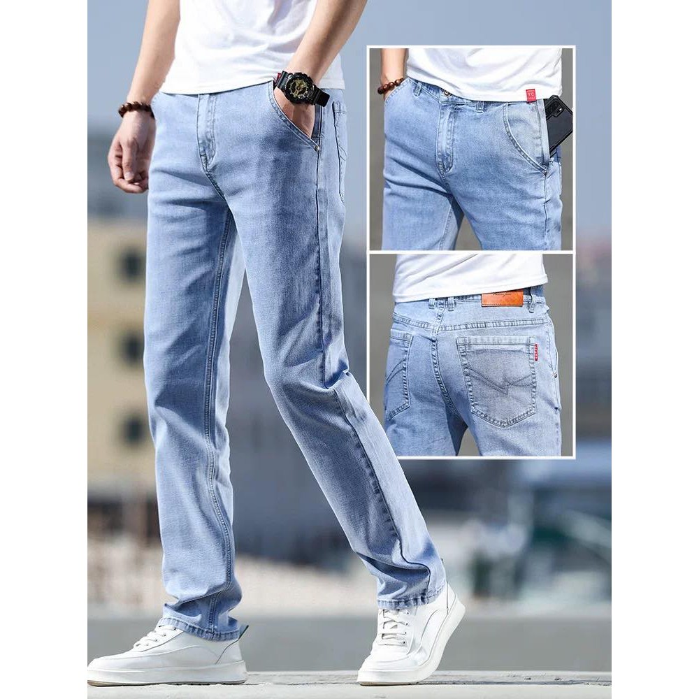 Mens Trendy Casual Wide leg Pants denim pants Youth Boys Students Straight  jeans | eBay